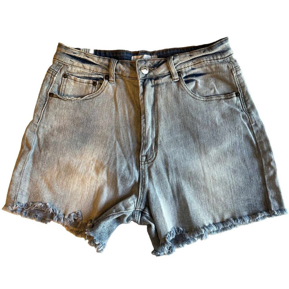 Almost Famous Cut Off Denim Shorts Juniors 9 Light Blue Wash Frayed High Rise